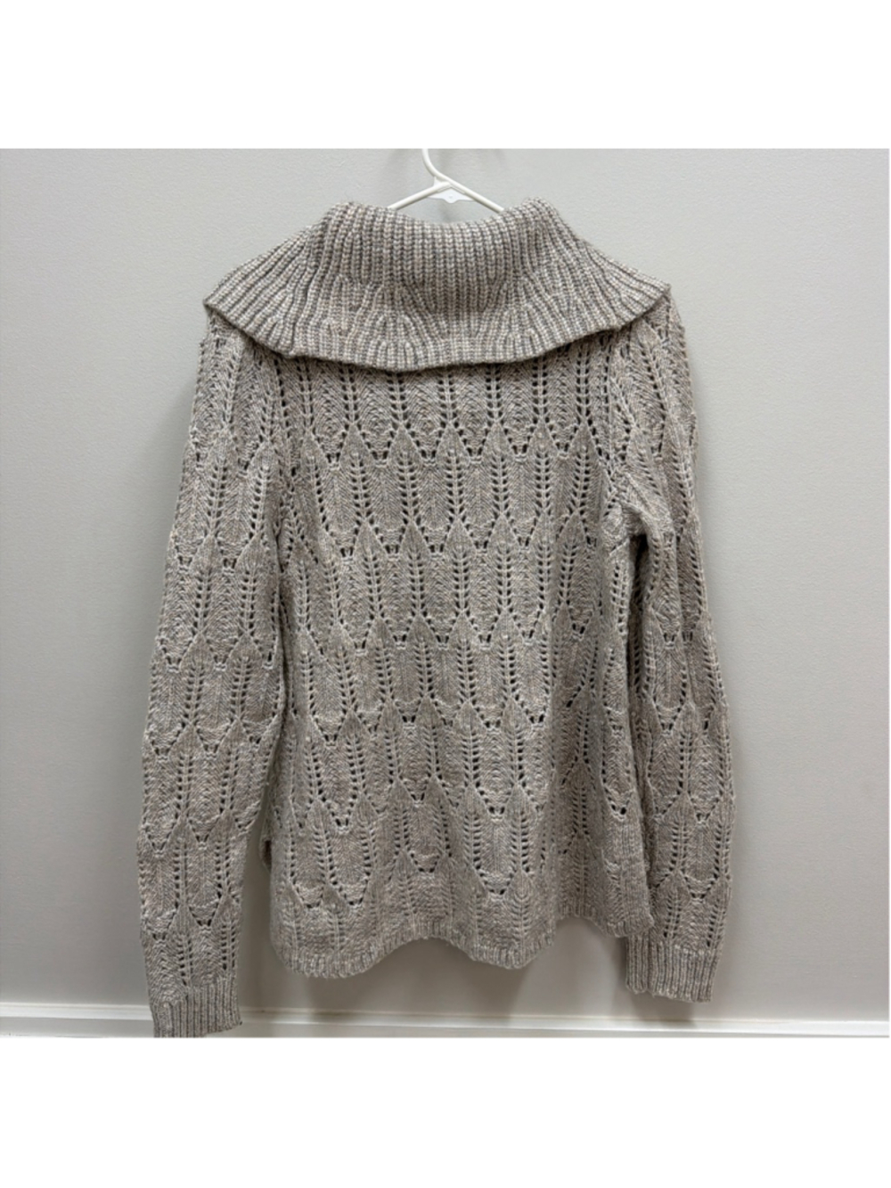 White House Black Market Shimmer Biscotti Lunar L/S Cowlneck Sweater Sz Medium! - Picture 10 of 10